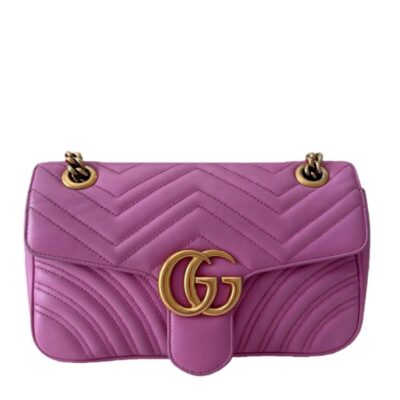 GUCCI  Calfskin Matelasse Small GG Marmont Shoulder Bag Candy Mousse