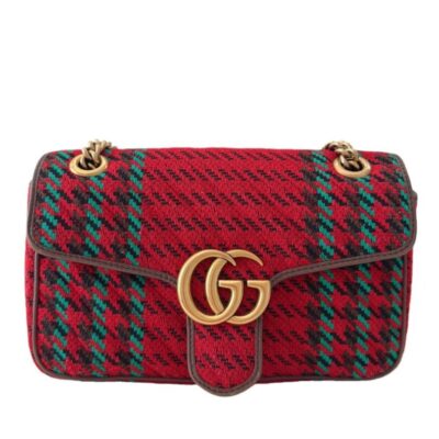 Gucci GG Marmont Flap Bag Diagonal Quilted Tweed Small