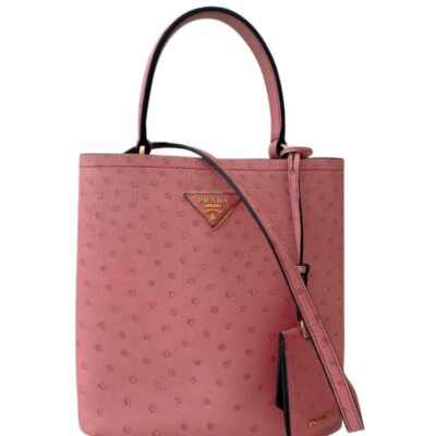 PRADA Pink  Ostrich Leather  Medium Bag