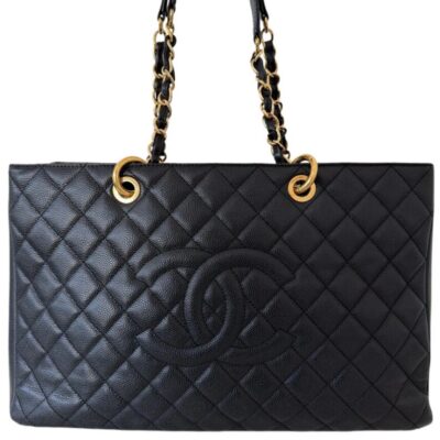 CHANEL Caviar Quilted Grand Shopping Tote GST Black XL
