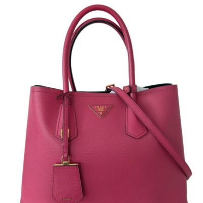 PRADA Saffiano Cuir Medium Double Bag Tamaris Pesca