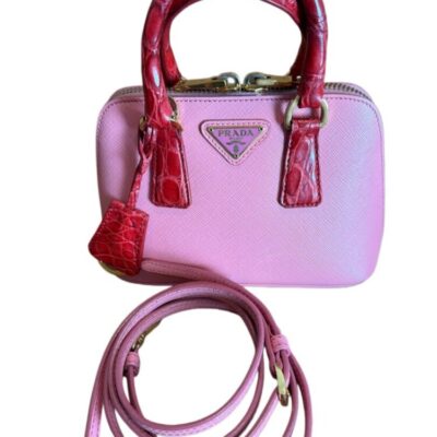 Prada Enameled Metal Triangle Promenade Mini