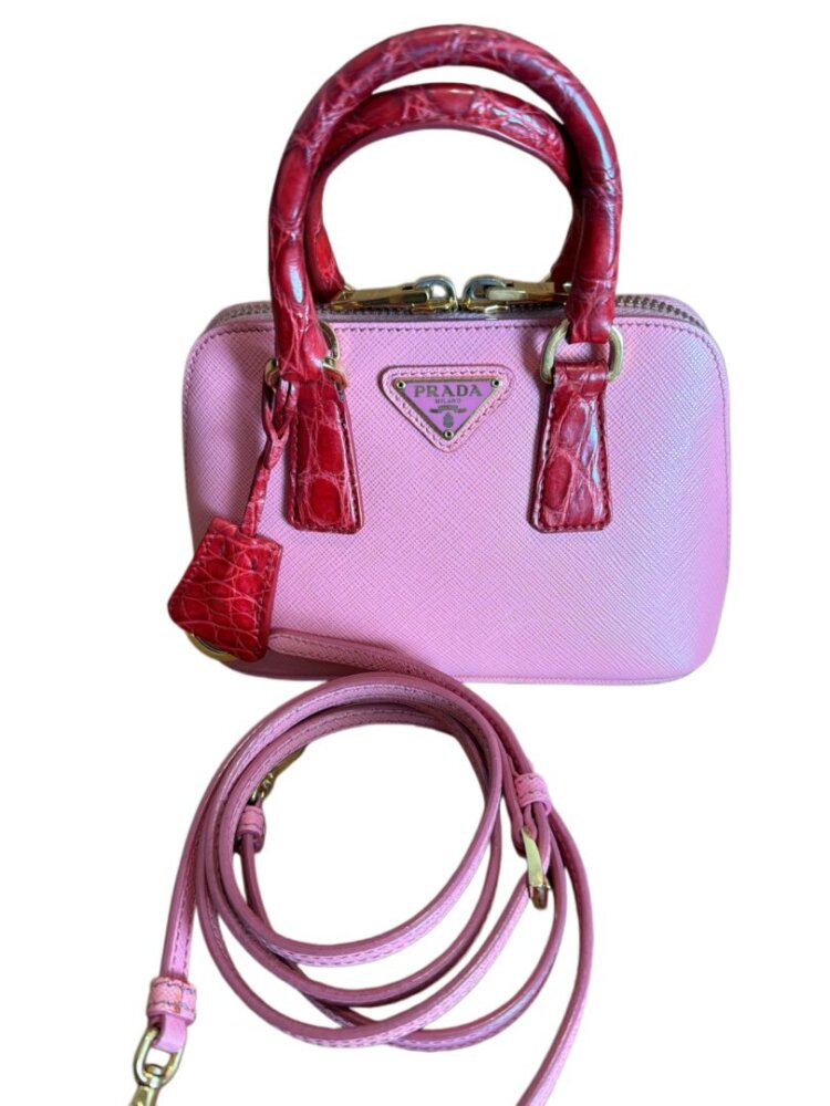 Prada Enameled Metal Triangle Promenade Mini