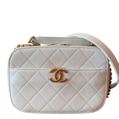 Chanel Black Caviar Camera Bag with gold hardware
