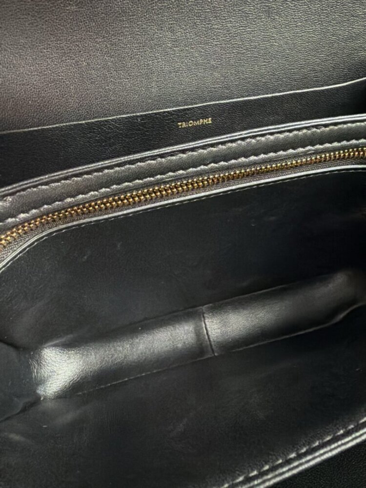 CELINE Shiny Calfskin Medium Triomphe Black - Image 7