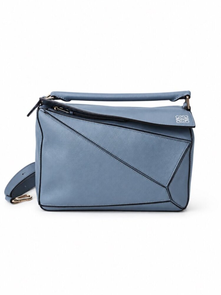 LOEWE Calfskin Small Puzzle Bag Stone Blue