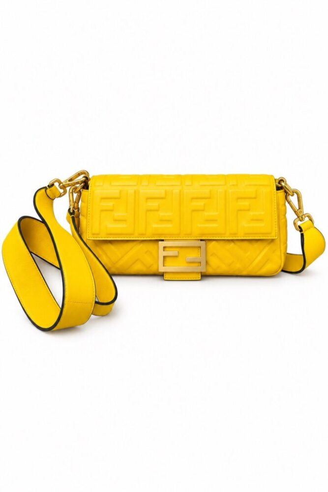 Fendi Nappa FF 1974 Embossed Baguette Mimosa - Image 2