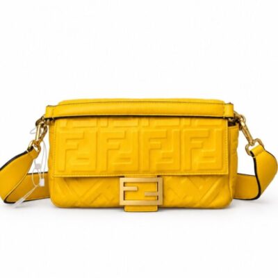Fendi Nappa FF 1974 Embossed Baguette Mimosa