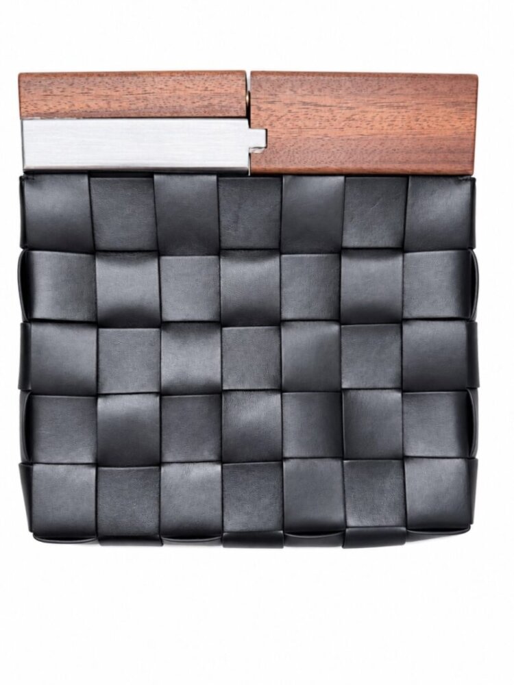 Bottega Veneta Nappa Intrecciato The Snap Clutch Black