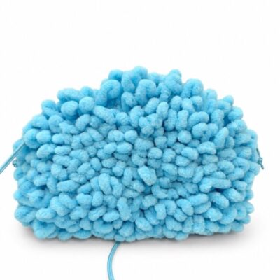 Bottega Veneta Pouch Small Chenille / Lamb Light Blue