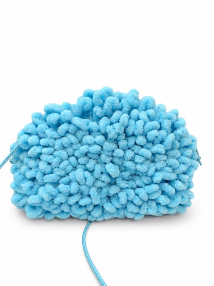 Bottega Veneta Pouch Small Chenille / Lamb Light Blue