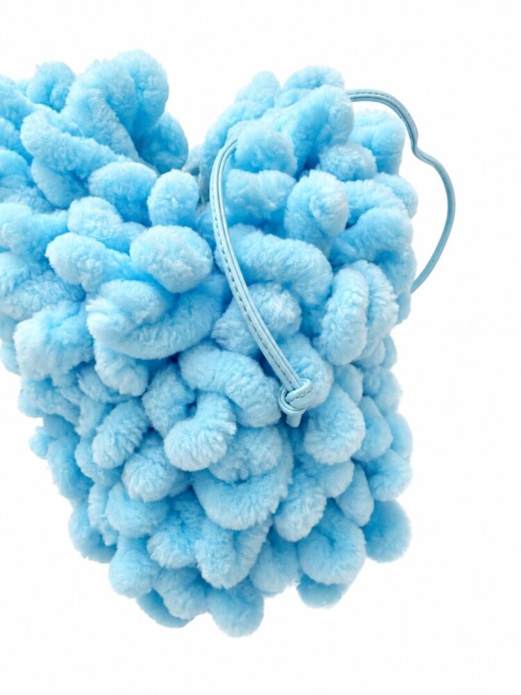 Bottega Veneta Pouch Small Chenille / Lamb Light Blue - Image 3