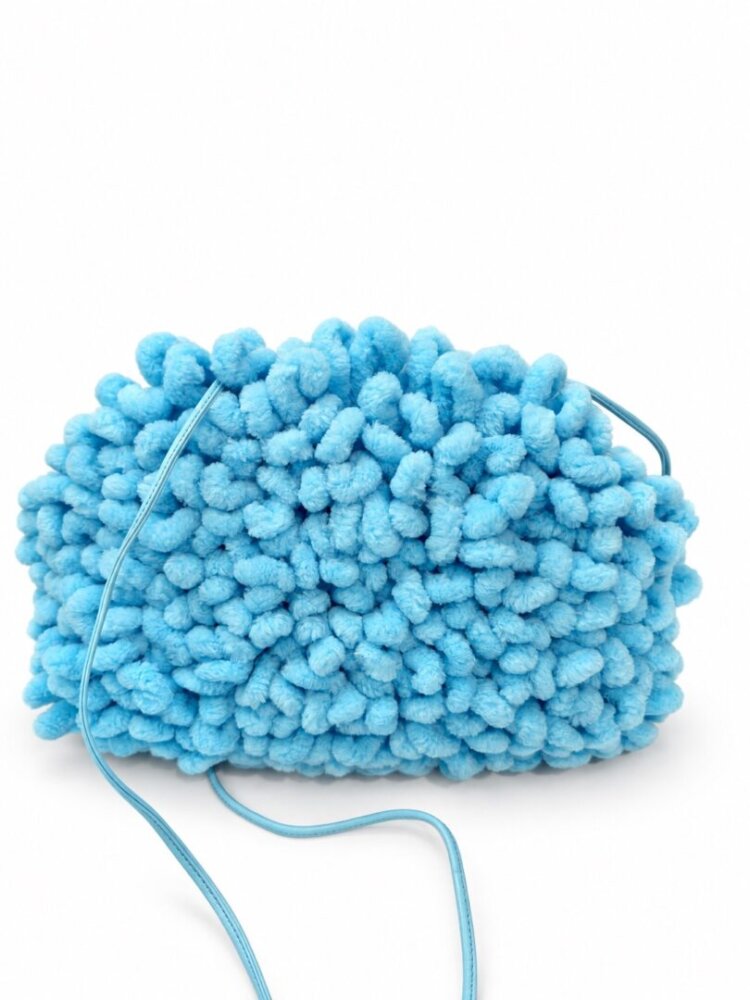 Bottega Veneta Pouch Small Chenille / Lamb Light Blue - Image 4