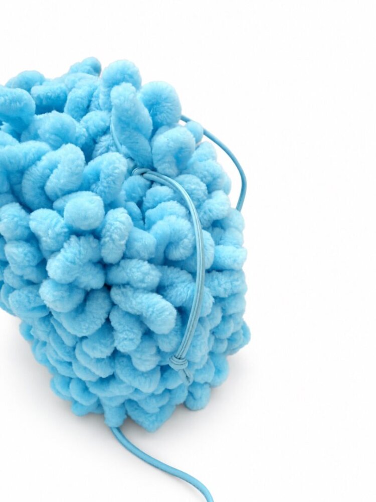 Bottega Veneta Pouch Small Chenille / Lamb Light Blue - Image 5