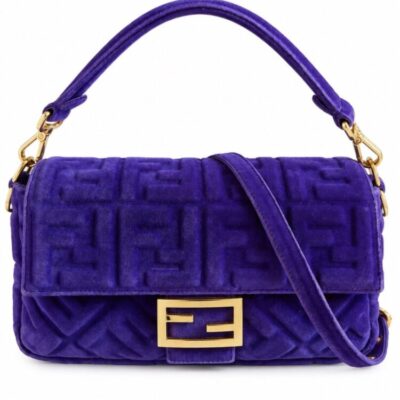 Fendi Velvet FF Embossed Baguette Viola Plus