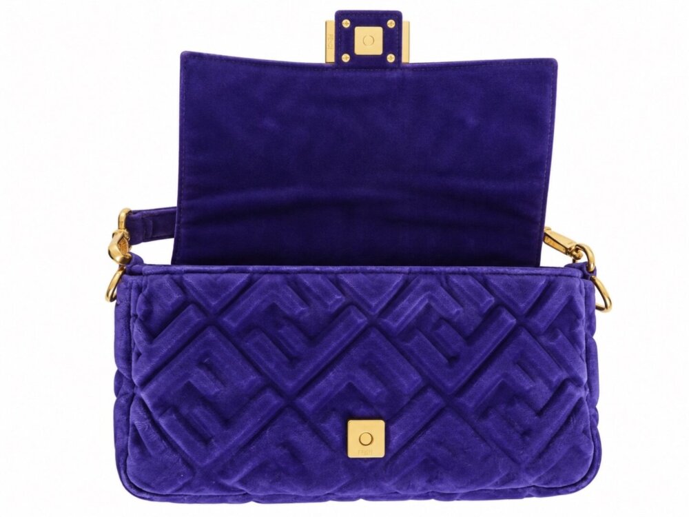 Fendi Velvet FF Embossed Baguette Viola Plus - Image 3