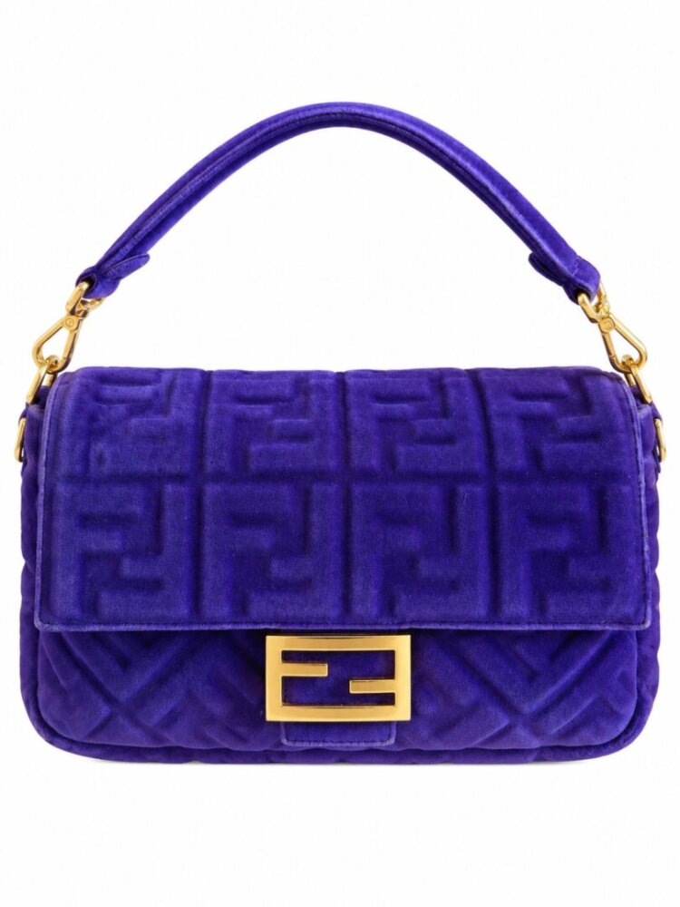 Fendi Velvet FF Embossed Baguette Viola Plus - Image 4