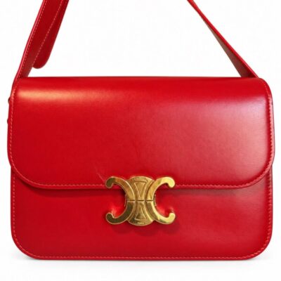 Celine Shiny Calfskin Teen Triomphe Red