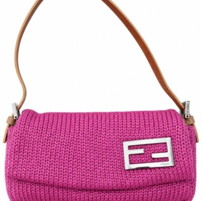 FENDI Cotton Shoulder bags Pink Knit Handbag