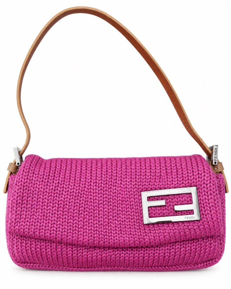FENDI Cotton Shoulder bags Pink Knit Handbag