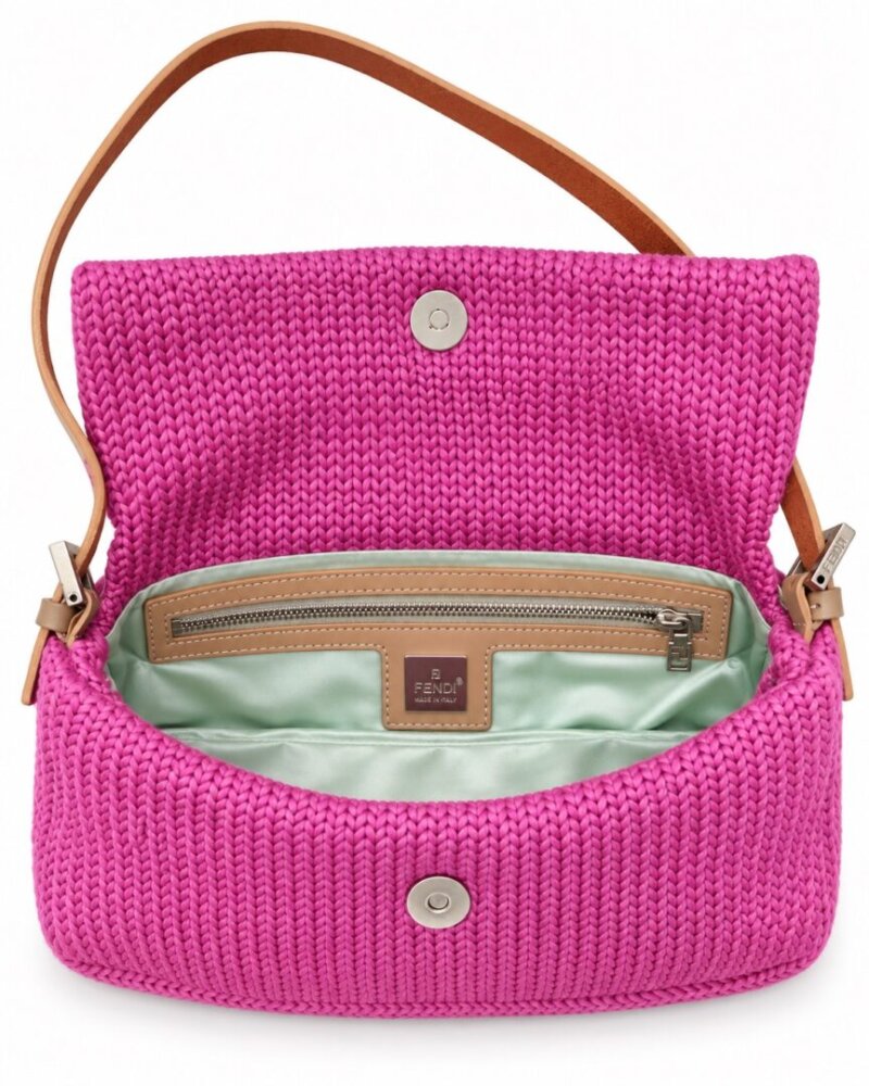 FENDI Cotton Shoulder bags Pink Knit Handbag - Image 2