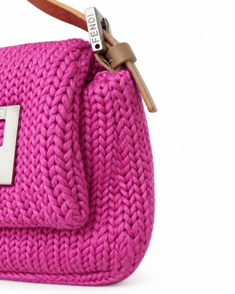 FENDI Cotton Shoulder bags Pink Knit Handbag - Image 3
