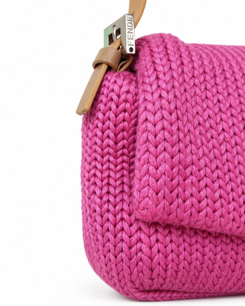 FENDI Cotton Shoulder bags Pink Knit Handbag - Image 4