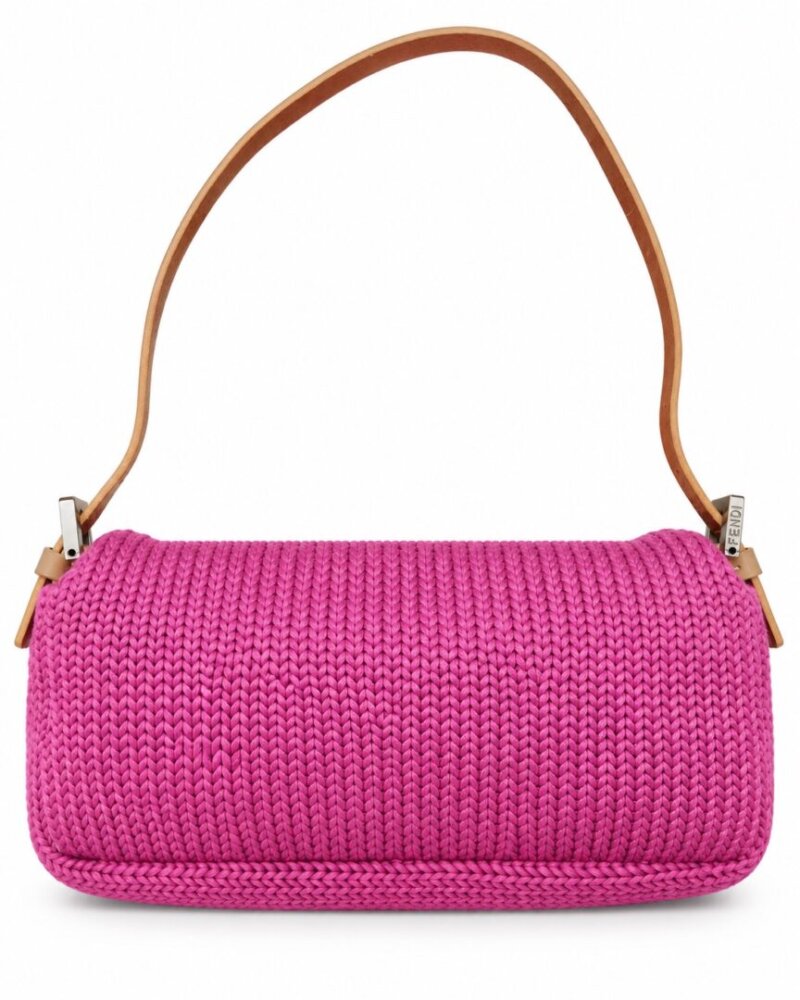 FENDI Cotton Shoulder bags Pink Knit Handbag - Image 5