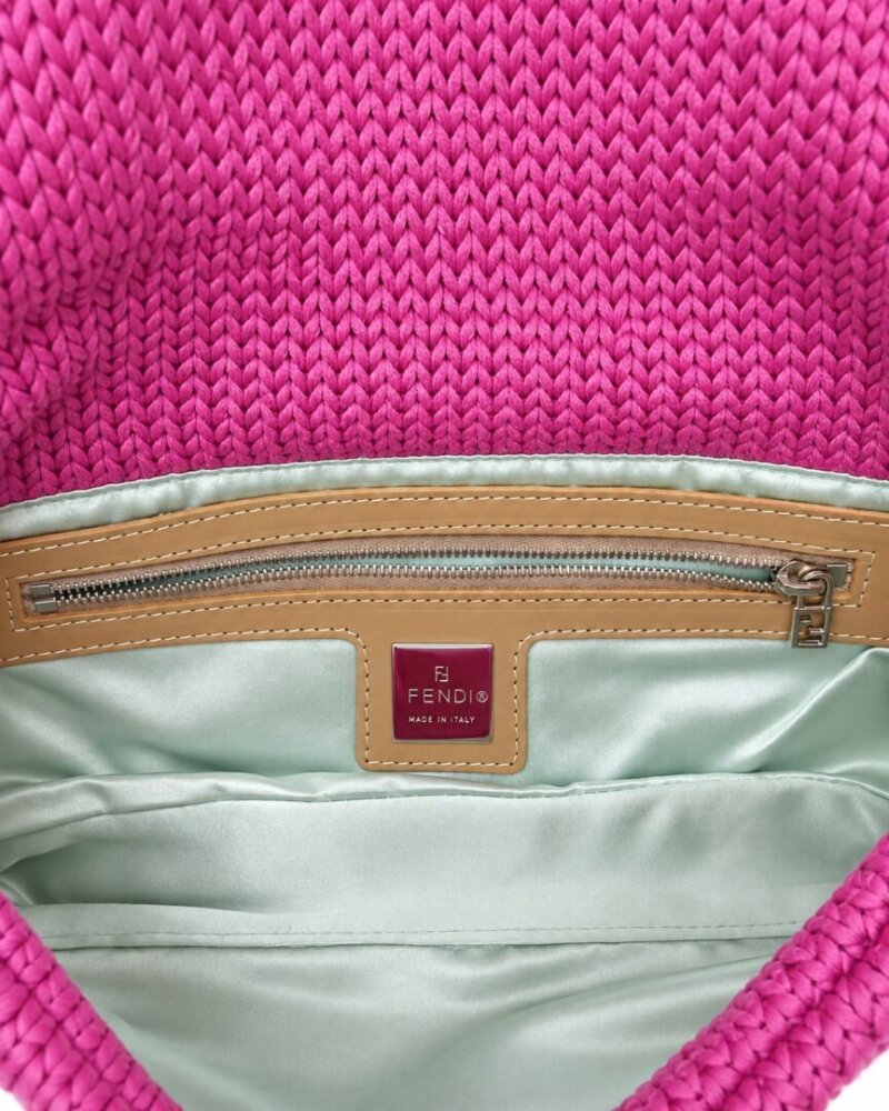 FENDI Cotton Shoulder bags Pink Knit Handbag - Image 7
