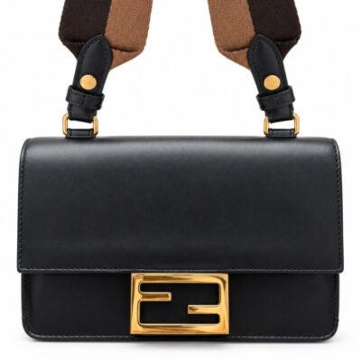 Fendi Vitello King Mini Flat Baguette Black