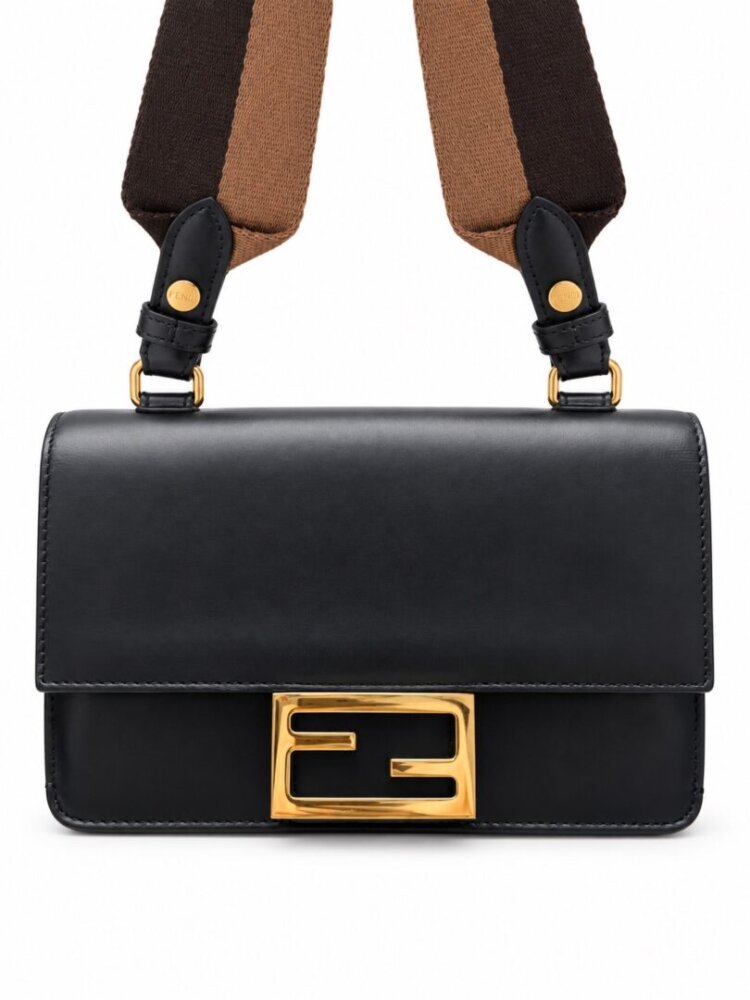 Fendi Vitello King Mini Flat Baguette Black