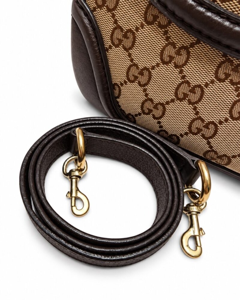 GUCCI Bamboo 1947 canvas and brown leather handbag - Image 2