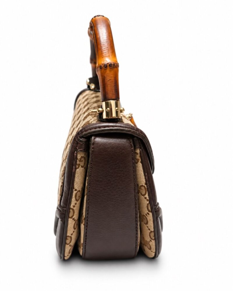 GUCCI Bamboo 1947 canvas and brown leather handbag - Image 6