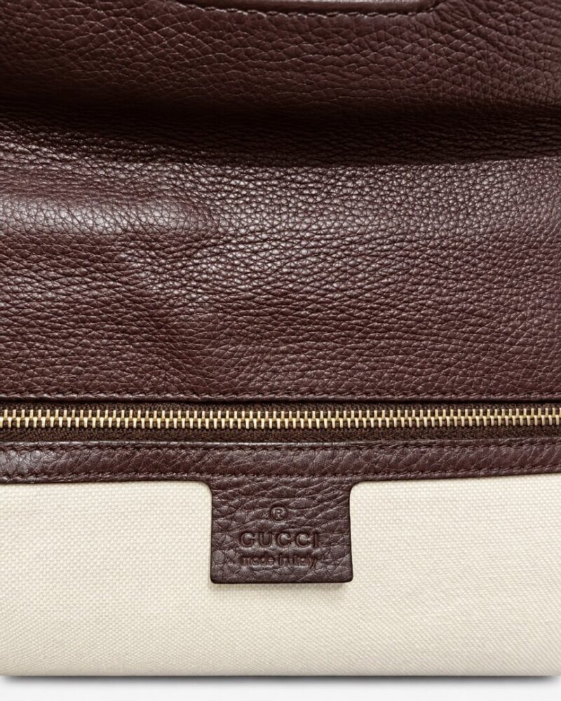 GUCCI Bamboo 1947 canvas and brown leather handbag - Image 9