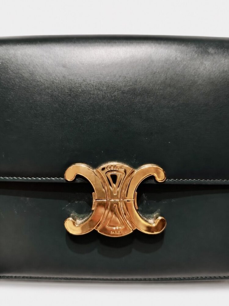 Celine Small Triomphe Crossbody Calf Green - Image 4