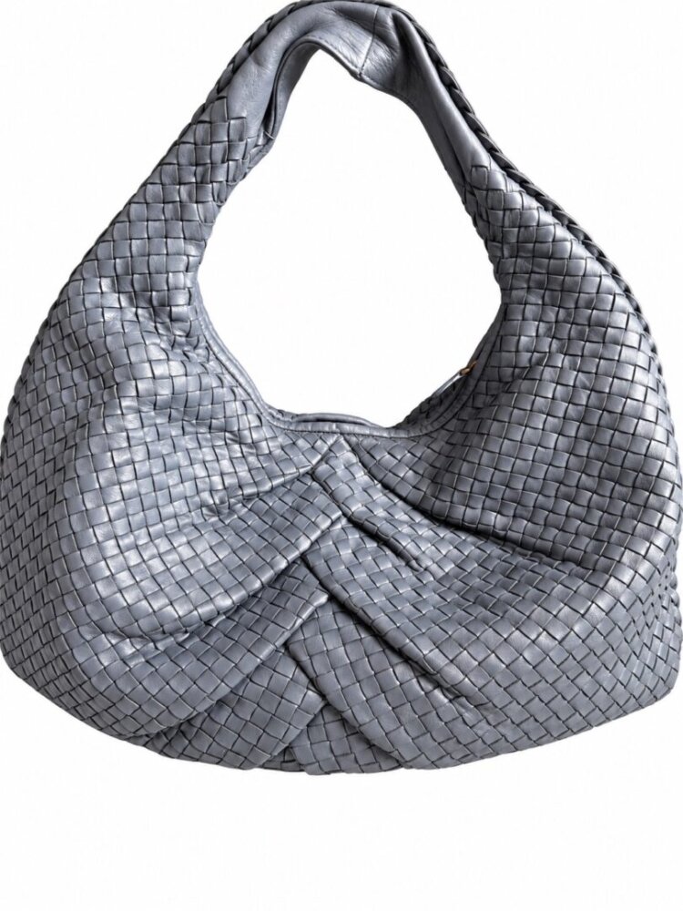 Bottega Veneta Blue Intrecciato Quilted Leather Belly Shoulder Bag