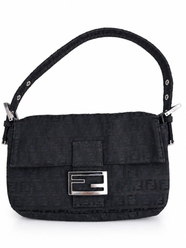 Fendi Zucchino Mini Mama Baguette Black