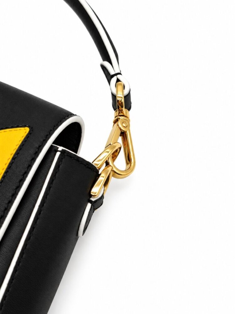 Fendi Vitello Dolce Elite Monster Eyes Bi-Color Baguette Black Yellow - Image 7
