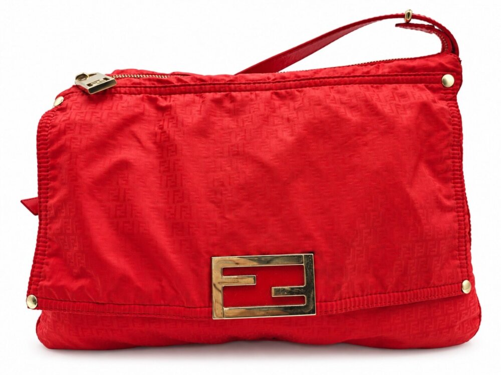 Fendi Red Zucchino Nylon Mamma Shoulder Bag - 8BR626