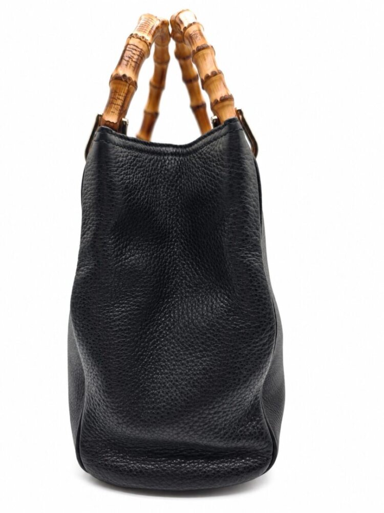 Gucci Pebbled Calfskin Medium Bamboo Shopper Tote Black - Image 2