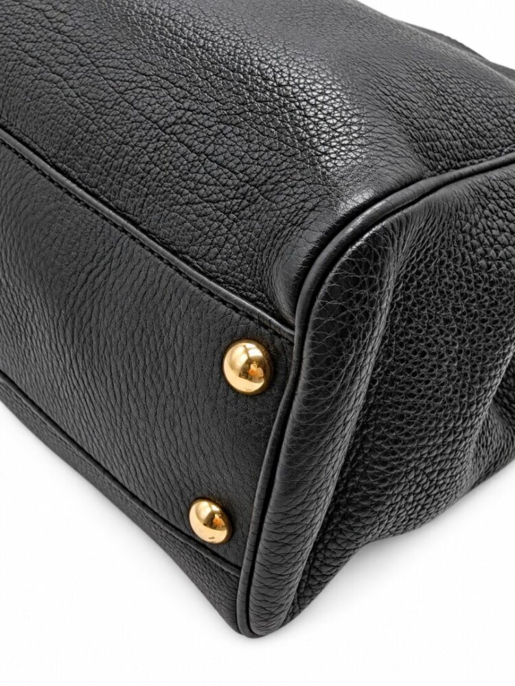 Gucci Pebbled Calfskin Medium Bamboo Shopper Tote Black - Image 6