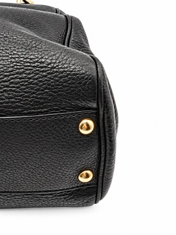 Gucci Pebbled Calfskin Medium Bamboo Shopper Tote Black - Image 7