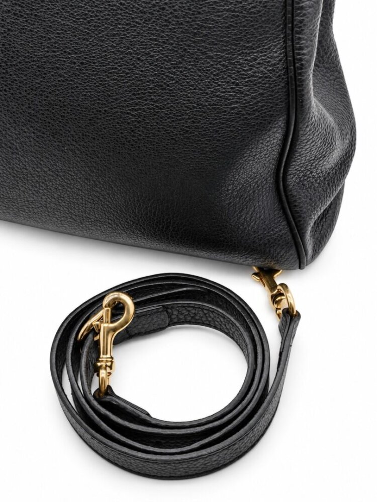 Gucci Pebbled Calfskin Medium Bamboo Shopper Tote Black - Image 11