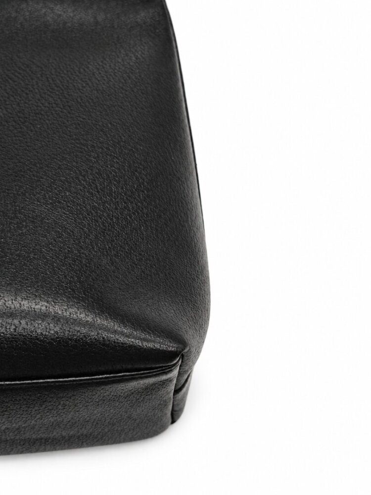 Gucci Black Textured Leather Bamboo Shoulder Bag - Image 6
