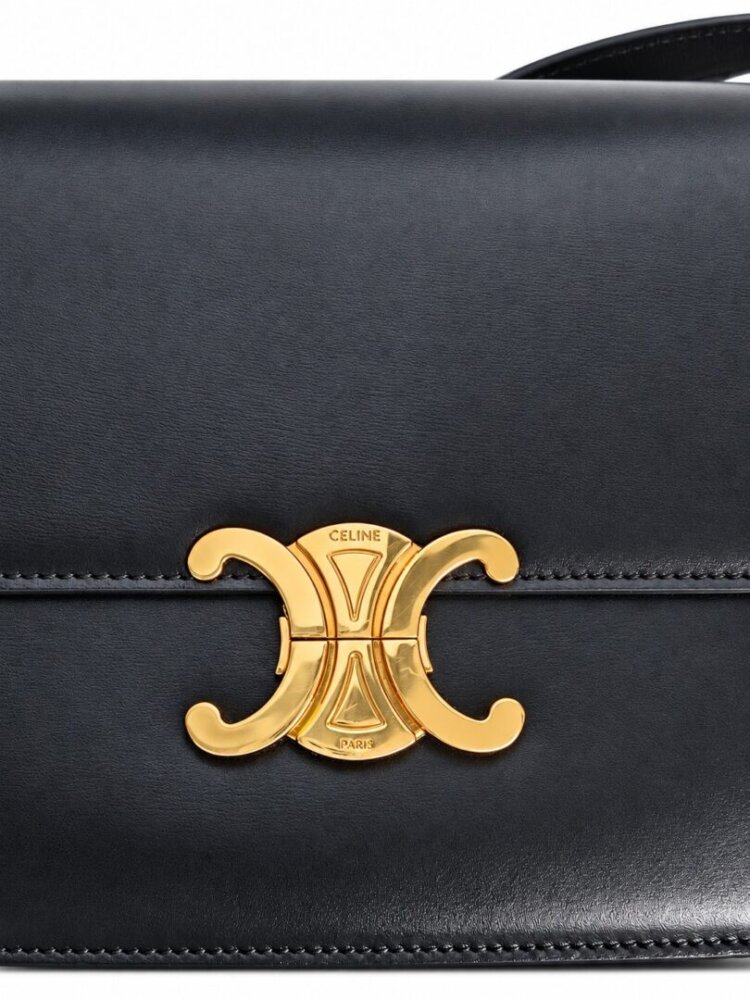 Celine Shiny Calfskin Medium Triomphe Black - Image 4