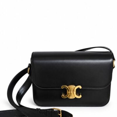 Celine Shiny Calfskin Medium Triomphe Black