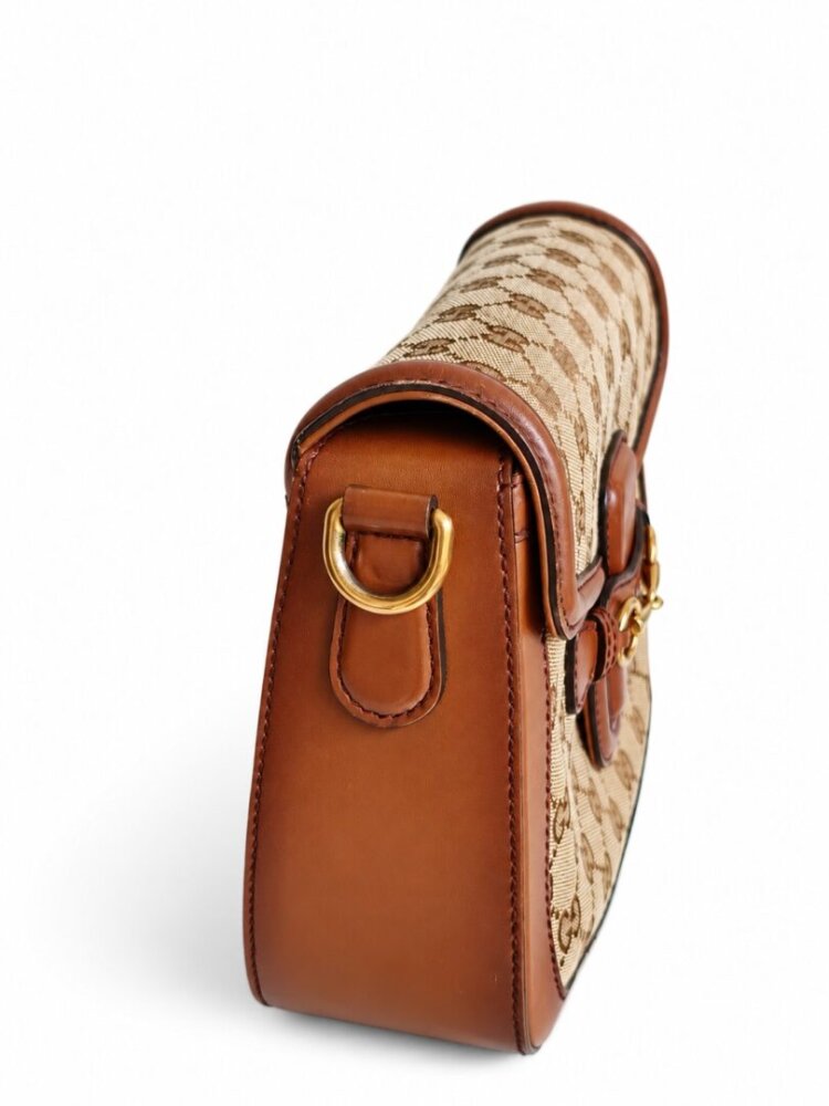 Gucci Monogram Small Lady Web Shoulder Bag Beige Cuir - Image 4