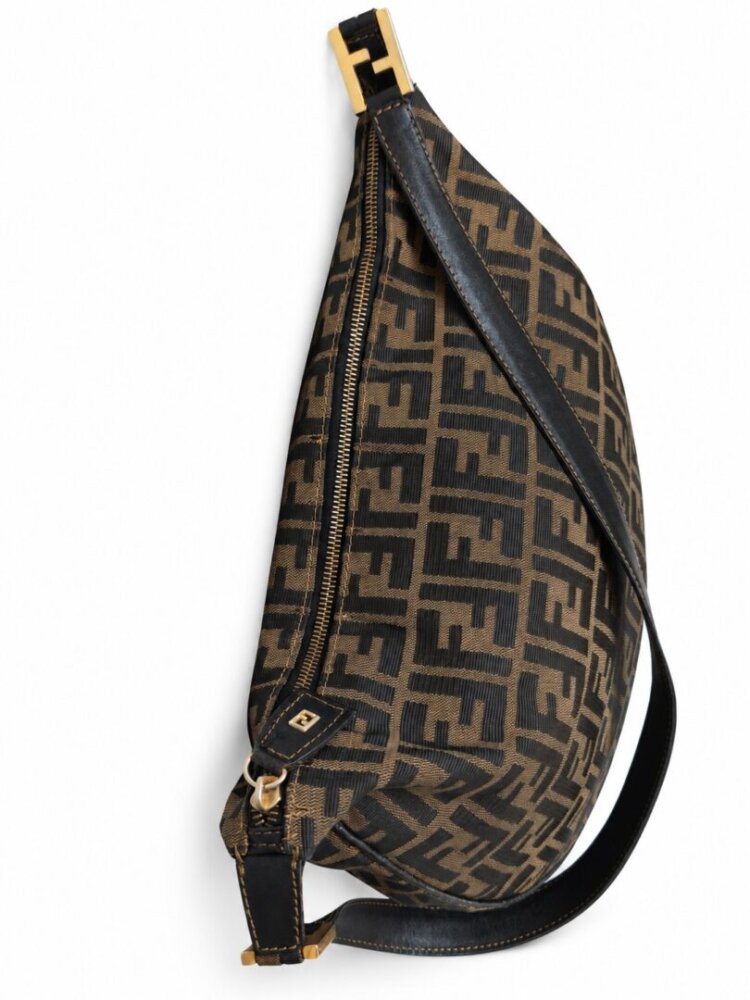 Fendi Brown Canvas Zucca FF Shoulder Bag - Image 3