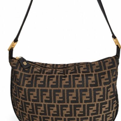Fendi Brown Canvas Zucca FF Shoulder Bag