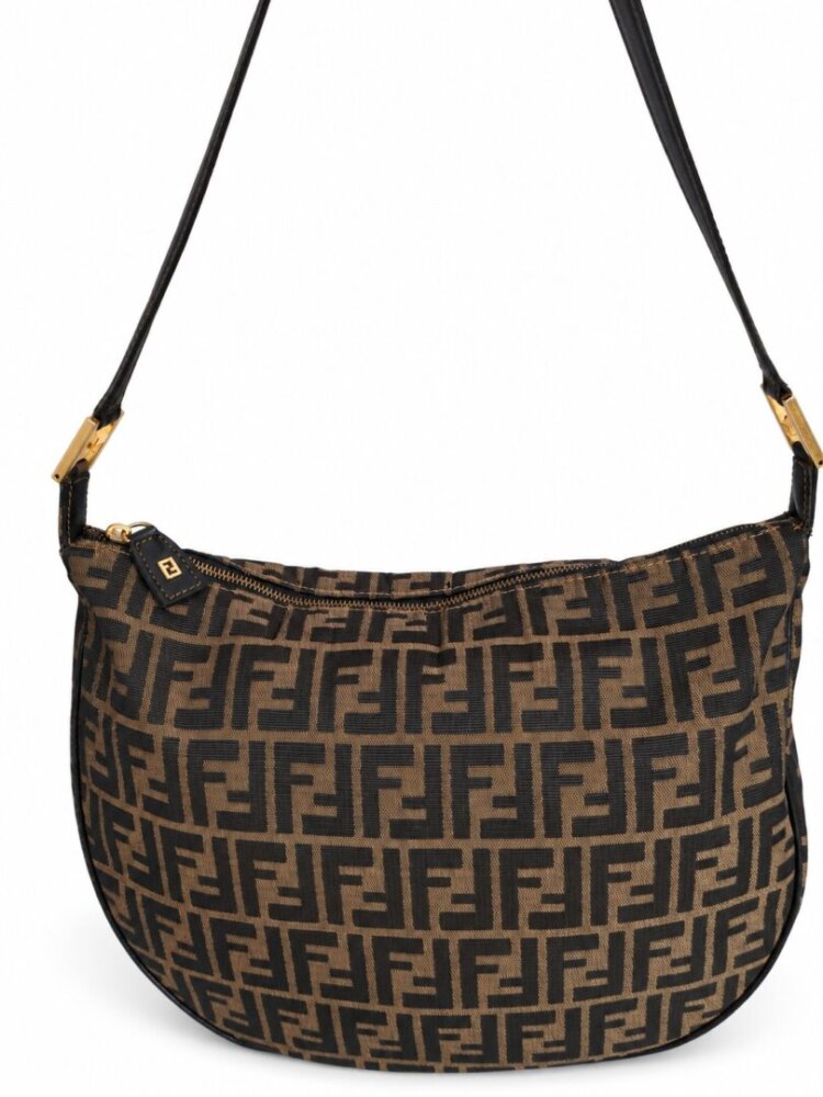 Fendi Brown Canvas Zucca FF Shoulder Bag